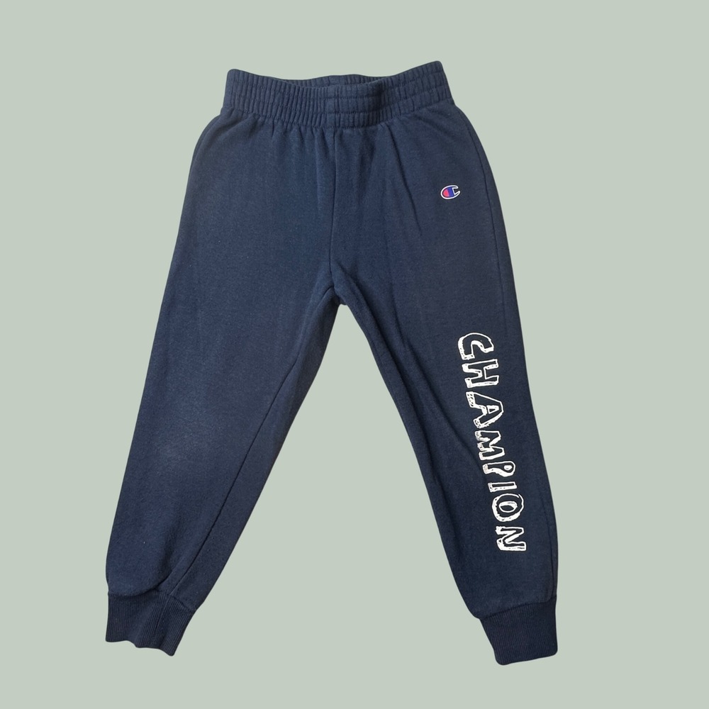 Champion Sweatpants Toddler Boys 4T Joggers Navy Blue Graphic Logo Athletic